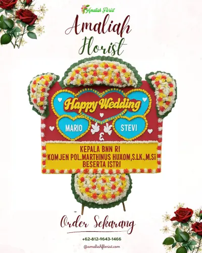 Karangan Papan Bunga Pernikahan di Getaskerep